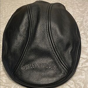 Harley-Davidson Black Leather Ivy Newsboy Cap.